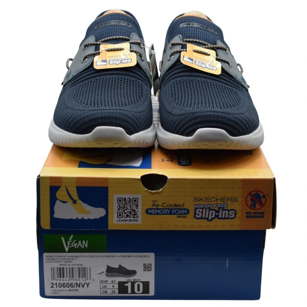 Skechers Delson 3.0 Roth Navy Slip-ins Sneaker Shoe Mens Size 10 Memory Foam NEW